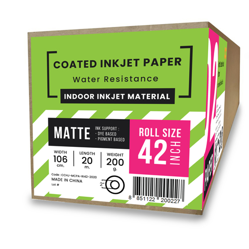 02-22_02 กระดาษอิงค์เจ็ทเคลือบด้าน (Matte Coated InkJet Paper) 200 แกรม B0-42" (106cm/20m)