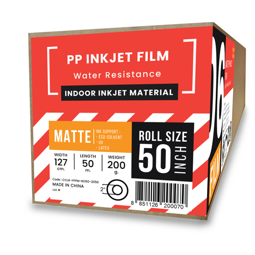 06-7_02 ฟิล์มพีพีอิงค์เจ็ทเคลือบด้าน (Matte PP InkJet Film) 200 แกรม 50" (127cm/30m)