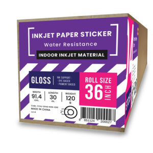 สติกเกอร์กระดาษอิงค์เจ็ทเคลือบเงา (Glossy InkJet Paper Sticker) 120 แกรม A0-36" (91.4cm/30m)