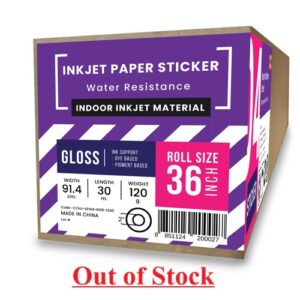 สติกเกอร์กระดาษอิงค์เจ็ทเคลือบเงา (Glossy InkJet Paper Sticker) 120 แกรม A0-36" (91.4cm/30m)