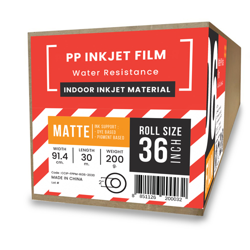 ฟิล์มพีพีอิงค์เจ็ทเคลือบด้าน (Matte PP InkJet Film) 200 แกรม A0-36" (91.4cm/30m)