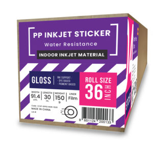 สติกเกอร์พีพีอิงค์เจ็ทเคลือบเงา (Glossy PP InkJet Sticker) 150 ไมครอน A0-36" (91.4cm/30m)