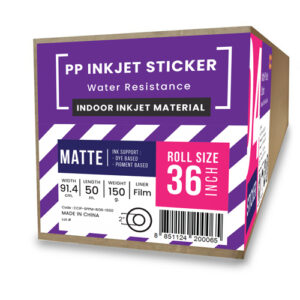 สติกเกอร์พีพีอิงค์เจ็ทเคลือบด้าน (Matte PP InkJet Sticker) 150 ไมครอน A0-36" (91.4cm/50m)