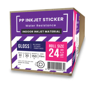 สติกเกอร์พีพีอิงค์เจ็ทเคลือบเงา (Glossy PP InkJet Sticker) 150 ไมครอน A1-24" (61cm/30m)