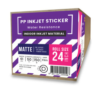 สติกเกอร์พีพีอิงค์เจ็ทเคลือบด้าน (Matte PP InkJet Sticker) 150 ไมครอน A1-24" (61cm/50m)