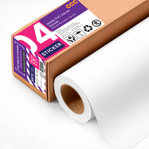 สติกเกอร์พีวีซีอิงค์เจ็ทเคลือบด้าน (Matte PVC InkJet Sticker) 100 ไมครอน A2-17" (43cm/15m)