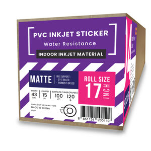 สติกเกอร์พีวีซีอิงค์เจ็ทเคลือบด้าน (Matte PVC InkJet Sticker) 100 ไมครอน A2-17" (43cm/15m)